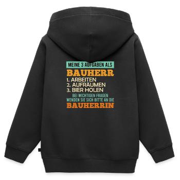 3 Aufgaben als Bauherr Eigenheim - Kinder Premium Organic Zip Hoodie - Schwarz - Hinten - AI Model Kid Male (0cm)