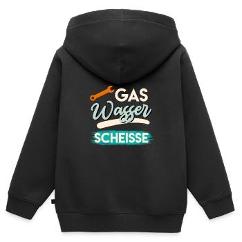 Gas Wasser Scheiße - Kinder Premium Organic Zip Hoodie - Schwarz - Hinten - AI Model Kid Male (0cm)