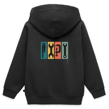 Plombier Gaz Eau Merde - Sweat Premium à capuche zippé enfant bio - noir - Dos - AI Model Kid Male (0cm)