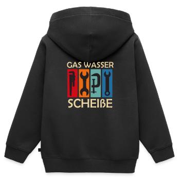 Klempner Gas Wasser Scheiße - Kinder Premium Organic Zip Hoodie - Schwarz - Hinten - AI Model Kid Male (0cm)