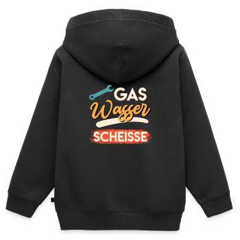 Gas Wasser Scheiße - Kinder Premium Organic Zip Hoodie - Schwarz - Hinten - AI Model Kid Male (0cm)