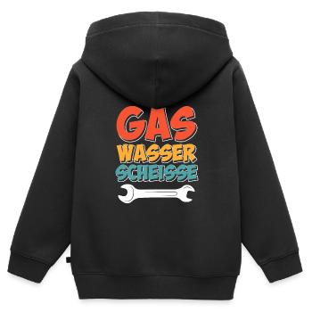 Gas Wasser Scheiße - Kinder Premium Organic Zip Hoodie - Schwarz - Hinten - AI Model Kid Male (0cm)