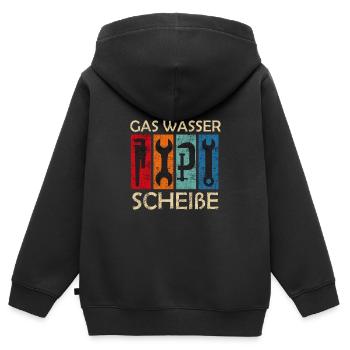 Klempner Gas Wasser Scheiße - Kinder Premium Organic Zip Hoodie - Schwarz - Hinten - AI Model Kid Male (0cm)