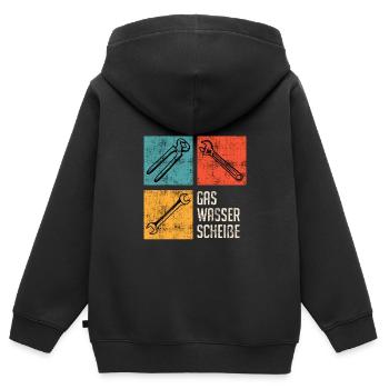 Plombier de merde d’eau de gaz - Sweat Premium à capuche zippé enfant bio - noir - Dos - AI Model Kid Male (0cm)