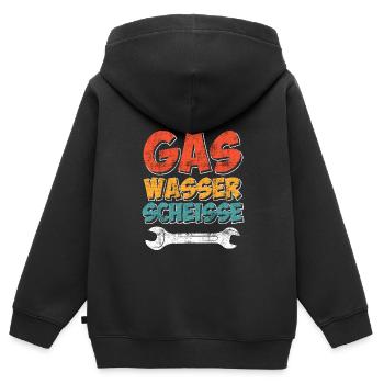Gas Wasser Scheiße - Kinder Premium Organic Zip Hoodie - Schwarz - Hinten - AI Model Kid Male (0cm)