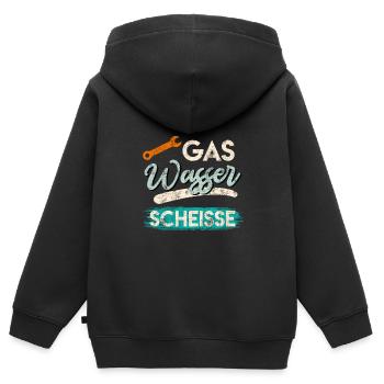 Gas Wasser Scheiße - Kinder Premium Organic Zip Hoodie - Schwarz - Hinten - AI Model Kid Male (0cm)