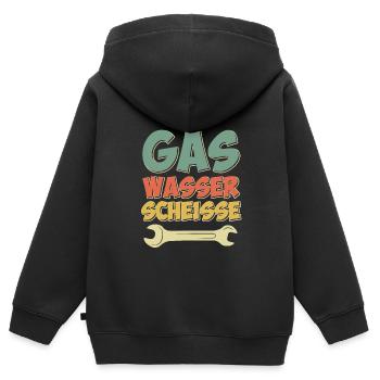 Gas Wasser Scheiße - Kinder Premium Organic Zip Hoodie - Schwarz - Hinten - AI Model Kid Male (0cm)
