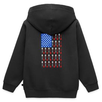 Dart Master USA Fléchettes Flèches - Sweat Premium à capuche zippé enfant bio - noir - Dos - AI Model Kid Male (0cm)