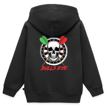 Bullseye Darts Knochen Gesicht Dartscheibe Dart - Kinder Premium Organic Zip Hoodie - Schwarz - Hinten - AI Model Kid Male (0cm)