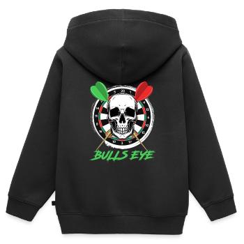Bullseye Darts Knochen Gesicht Dartscheibe Dart - Kinder Premium Organic Zip Hoodie - Schwarz - Hinten - AI Model Kid Male (0cm)