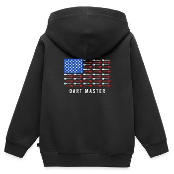 Dart Master USA Fléchettes Flèches - Sweat Premium à capuche zippé enfant bio - noir - Dos - AI Model Kid Male (0cm)