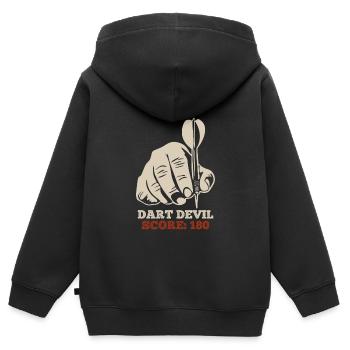 Dart Devil Score Dartpfeile 180 en fléchettes - Sweat Premium à capuche zippé enfant bio - noir - Dos - AI Model Kid Male (0cm)