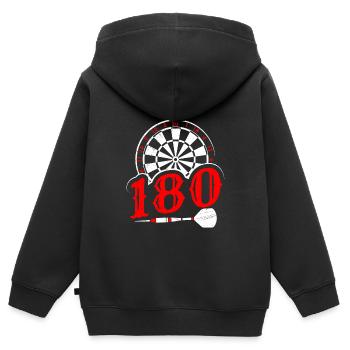 Fléchettes 180 Fléchettes Fléchettes Flèche 180 Fléchettes - Sweat Premium à capuche zippé enfant bio - noir - Dos - AI Model Kid Male (0cm)