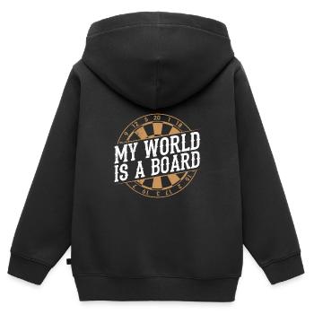 Fléchettes Fléchettes Dictons Fléchettes Accessoires Fléchettes Fléchettes - Sweat Premium à capuche zippé enfant bio - noir - Dos - AI Model Kid Male (0cm)