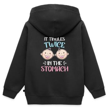 Kribbeln im Bauch Mutter von 2 Zwillinge im Bauch - Kinder Premium Organic Zip Hoodie - Schwarz - Hinten - AI Model Kid Male (0cm)