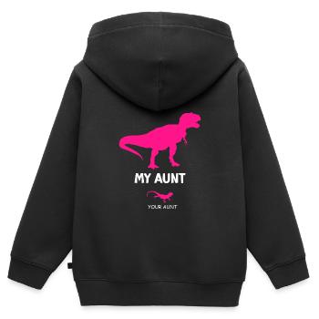 Meine Tante Deine Tante Dinosaurier Super Tante - Kinder Premium Organic Zip Hoodie - Schwarz - Hinten - AI Model Kid Male (0cm)