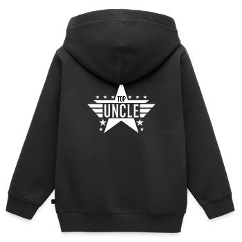 Top Onkel - Kinder Premium Organic Zip Hoodie - Schwarz - Hinten - AI Model Kid Male (0cm)