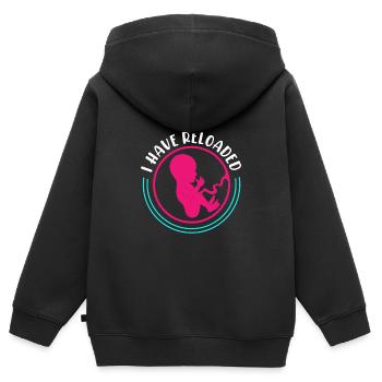 Ich habe nachgeladen zweites Kind - Kinder Premium Organic Zip Hoodie - Schwarz - Hinten - AI Model Kid Male (0cm)