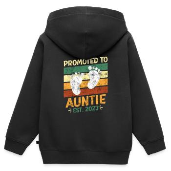 Promoted to Aunt 2023 Promotion Best Aunt - Kids Premium Organic Zip-up Hoodie - black - Back - AI Model Kid Male (0cm)
