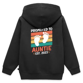 Promoted to Aunt 2023 Promotion Best Aunt - Kids Premium Organic Zip-up Hoodie - black - Back - AI Model Kid Male (0cm)