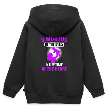 9 Monate im Bauch - ein Leben lang im Herzen - Kinder Premium Organic Zip Hoodie - Schwarz - Hinten - AI Model Kid Male (0cm)