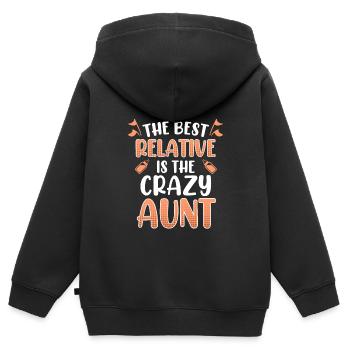 Die beste Verwandte ist die verrückte Tante - Kinder Premium Organic Zip Hoodie - Schwarz - Hinten - AI Model Kid Male (0cm)