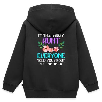 Verrückte Tante vor der alle warnen beste Tante - Kinder Premium Organic Zip Hoodie - Schwarz - Hinten - AI Model Kid Male (0cm)