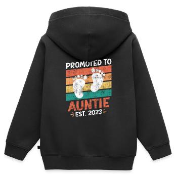 Promoted to Aunt 2023 Promotion Best Aunt - Kids Premium Organic Zip-up Hoodie - black - Back - AI Model Kid Male (0cm)