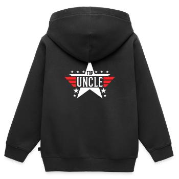 Top Onkel - Kinder Premium Organic Zip Hoodie - Schwarz - Hinten - AI Model Kid Male (0cm)