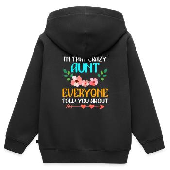Verrückte Tante vor der alle warnen beste Tante - Kinder Premium Organic Zip Hoodie - Schwarz - Hinten - AI Model Kid Male (0cm)
