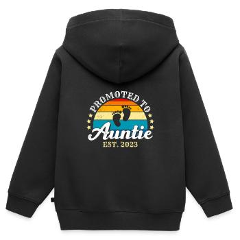 Promoted to Auntie 2023 Promotion Best Aunt - Kids Premium Organic Zip-up Hoodie - black - Back - AI Model Kid Male (0cm)