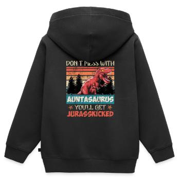 Ne plaisante pas avec tante tante dinosaure tante - Sweat Premium à capuche zippé enfant bio - noir - Dos - AI Model Kid Male (0cm)