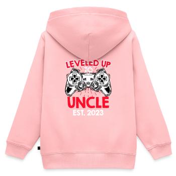 Level up to Onkel 2023 - Kinder Premium Organic Zip Hoodie - Rosa - Hinten - AI Model Kid Female (0cm)