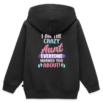 Die verrückte Tante vor der dich alle warnen Tante - Kinder Premium Organic Zip Hoodie - Schwarz - Hinten - AI Model Kid Male (0cm)