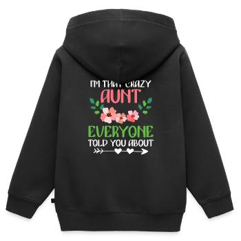Verrückte Tante vor der alle warnen beste Tante - Kinder Premium Organic Zip Hoodie - Schwarz - Hinten - AI Model Kid Male (0cm)