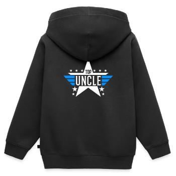 Top Onkel - Kinder Premium Organic Zip Hoodie - Schwarz - Hinten - AI Model Kid Male (0cm)