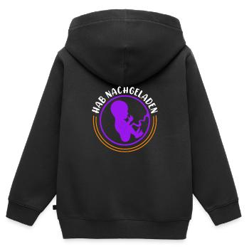 Ich habe nachgeladen zweites Kind - Kinder Premium Organic Zip Hoodie - Schwarz - Hinten - AI Model Kid Male (0cm)