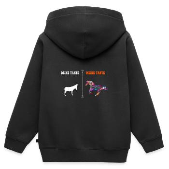 Deine Tante Meine Tante Beste Tante Coole Tante - Kinder Premium Organic Zip Hoodie - Schwarz - Hinten - AI Model Kid Male (0cm)