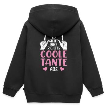 So sieht eine richtig coole Tante aus Beste Tante - Kinder Premium Organic Zip Hoodie - Schwarz - Hinten - AI Model Kid Male (0cm)