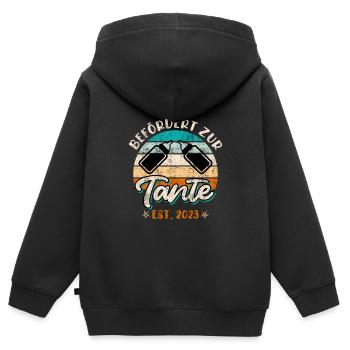 Promoted to Aunt Promotion Best Aunt - Kids Premium Organic Zip-up Hoodie - black - Back - AI Model Kid Male (0cm)