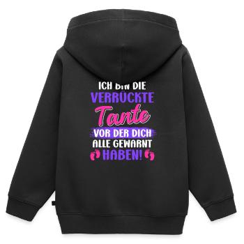 Die verrückte Tante vor der dich alle warnen Tante - Kinder Premium Organic Zip Hoodie - Schwarz - Hinten - AI Model Kid Male (0cm)