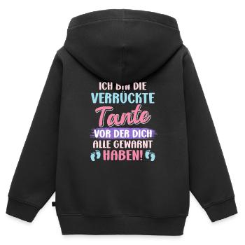Die verrückte Tante vor der dich alle warnen Tante - Kinder Premium Organic Zip Hoodie - Schwarz - Hinten - AI Model Kid Male (0cm)