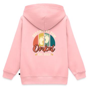 Befördert zum Onkel 2023 - Kinder Premium Organic Zip Hoodie - Rosa - Hinten - AI Model Kid Female (0cm)