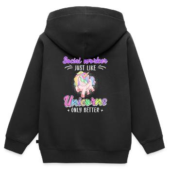 Wie Einhörner nur besser Sozialarbeiterin - Kinder Premium Organic Zip Hoodie - Schwarz - Hinten - AI Model Kid Male (0cm)