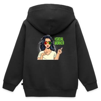 Afrika Ich bin Sozialarbeiterin - Kinder Premium Organic Zip Hoodie - Schwarz - Hinten - AI Model Kid Male (0cm)