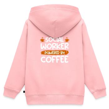 Angetrieben mit Kaffee Tasse Sozialarbeiter - Kinder Premium Organic Zip Hoodie - Rosa - Hinten - AI Model Kid Female (0cm)