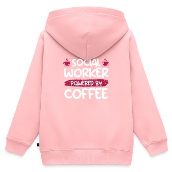 Angetrieben mit Kaffee Tasse Sozialarbeiter - Kinder Premium Organic Zip Hoodie - Rosa - Hinten - AI Model Kid Female (0cm)