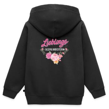 Sozialarbeiterin du bist die beste Betreuerin - Kinder Premium Organic Zip Hoodie - Schwarz - Hinten - AI Model Kid Male (0cm)