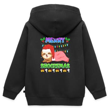 Merry Snoozemas Faultier Faulheit - Kinder Premium Organic Zip Hoodie - Schwarz - Hinten - AI Model Kid Male (0cm)