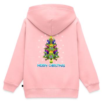 Joyeux pêcheur à la ligne - Sweat Premium à capuche zippé enfant bio - rose - Dos - AI Model Kid Female (0cm)